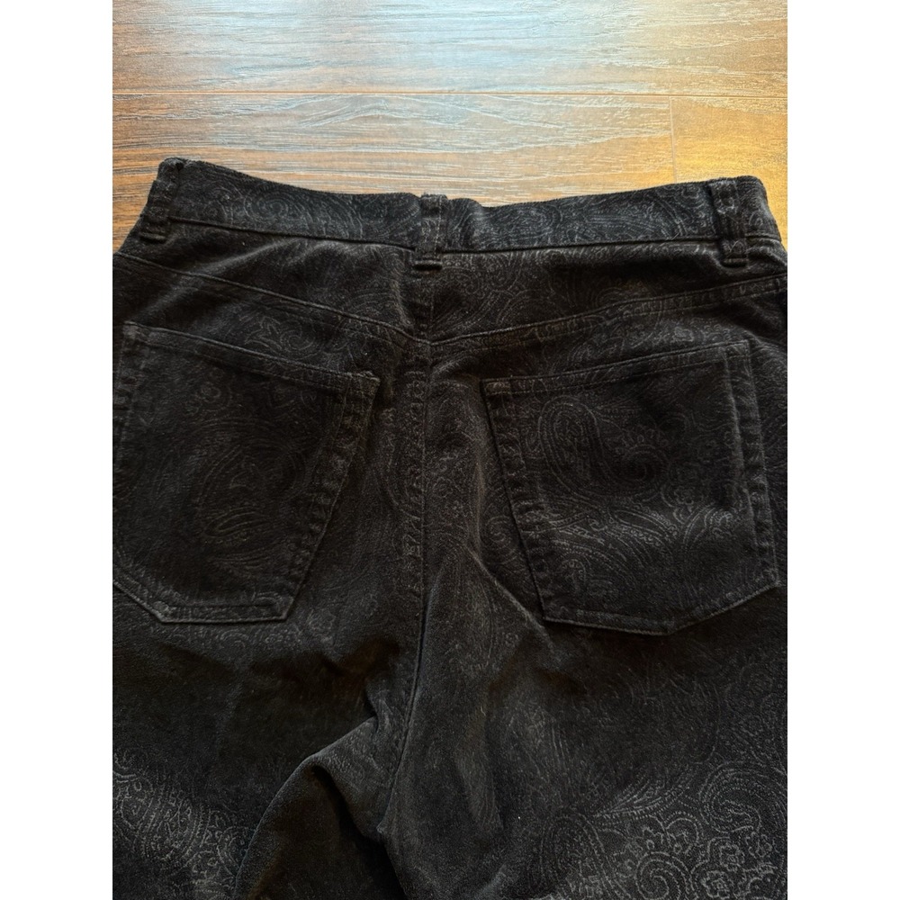 Lauren Ralph Lauren Velvet Paisley Pants Black Petite 8P Luxe Luxury Designer - Picture 8 of 9